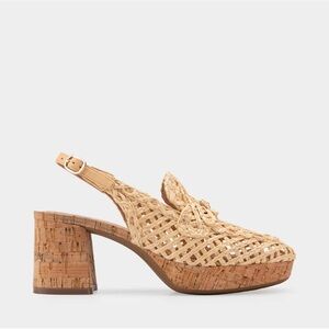 Aerosoles Platform Slingback Natural Raffia Fabric 8.5
